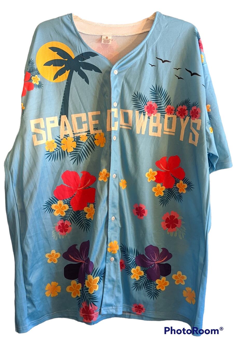 NWT Sugar Land Space Cowboys MILB Promo '22 Hawaiian Jersey Button Down Shirt XL